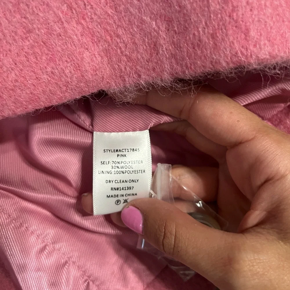 NWT ASTR THE LABEL KINDRA WOOL BLEND COAT  PINK LARGE - Picture 4 of 6
